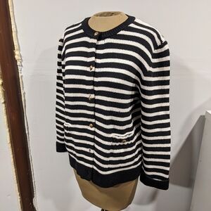 Zara Striped Cardigan with Nautical Buttons